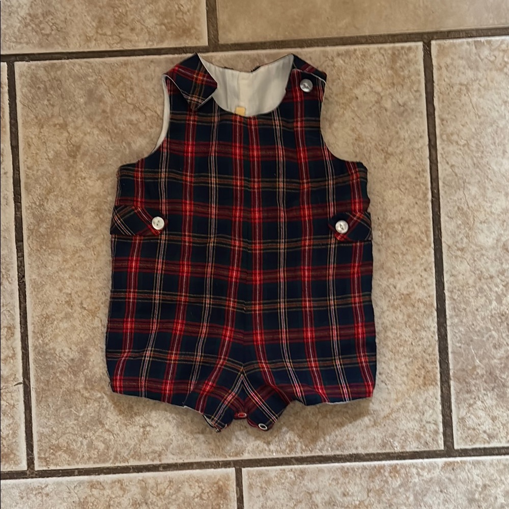 Vintage Toddle Time Plaid Baby Romper